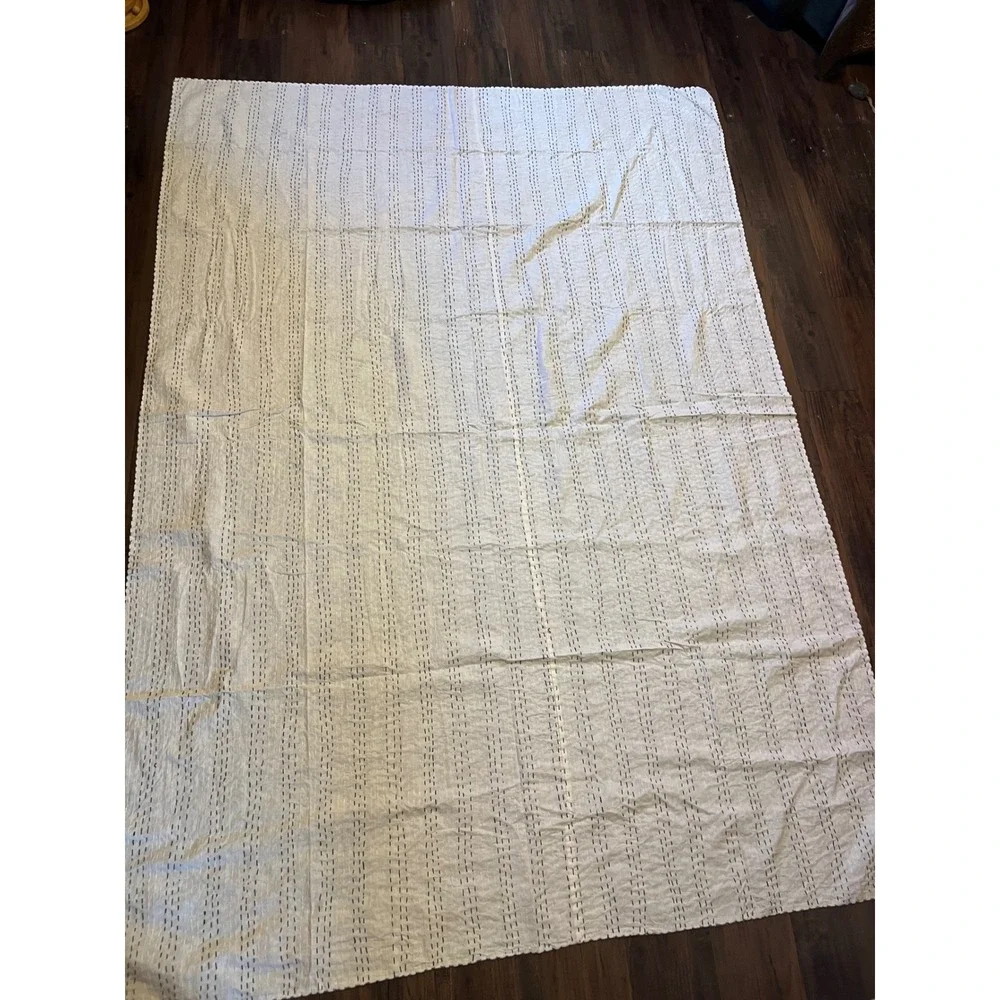Floral Hand Block Print Handmade Kantha Quilt Indian BlueWhite New 60 x 90